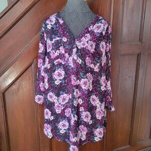 Torrid Womens Floral & Animal Print Blouse Size 0 Large